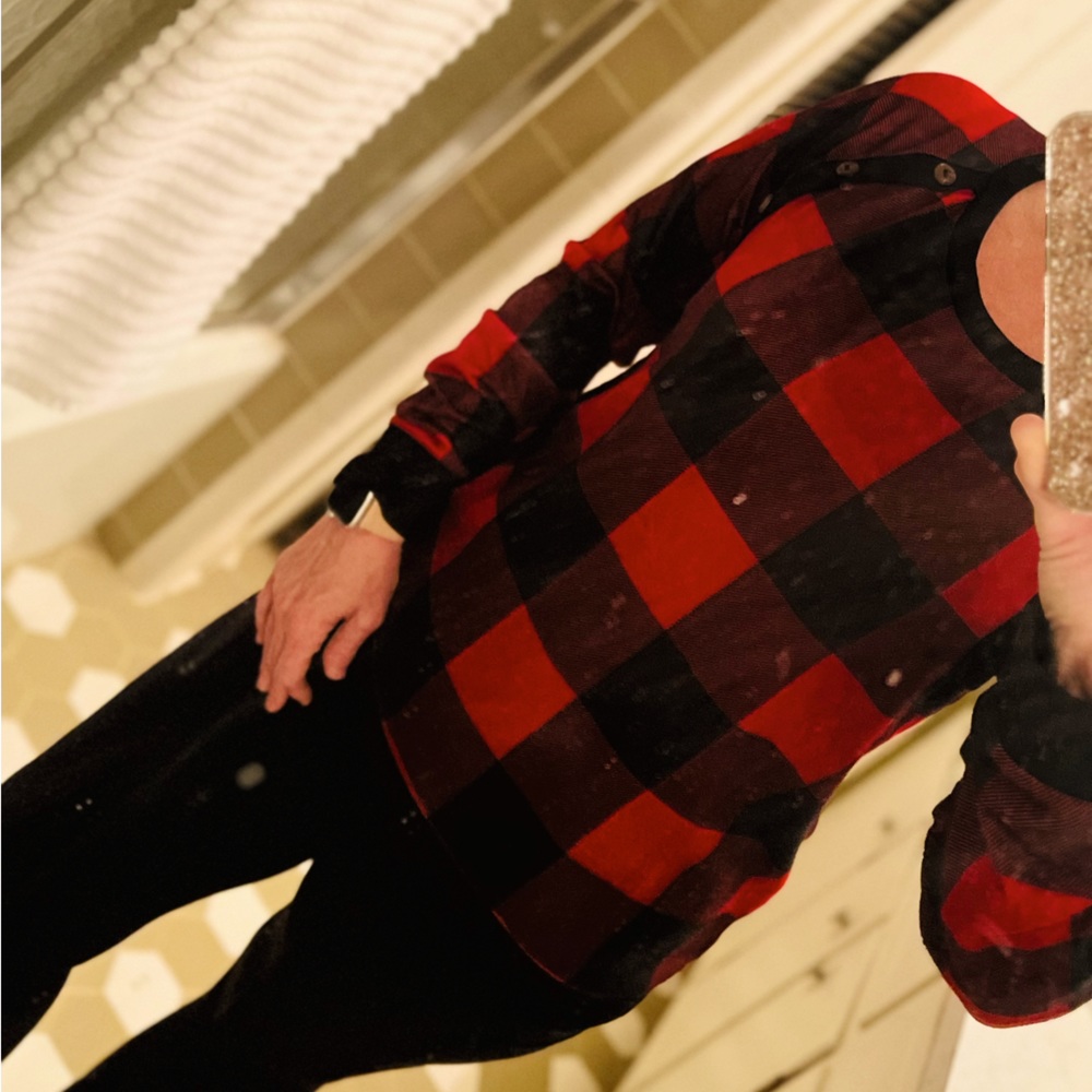 Red and black plaid long sleeve shirt